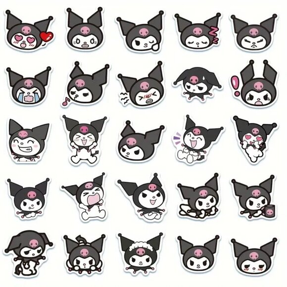 Kuromi Stickers 50pc Hello Kitty Love Sanrio Faces Emoji School Kids Emo Scene - Picture 3 of 5